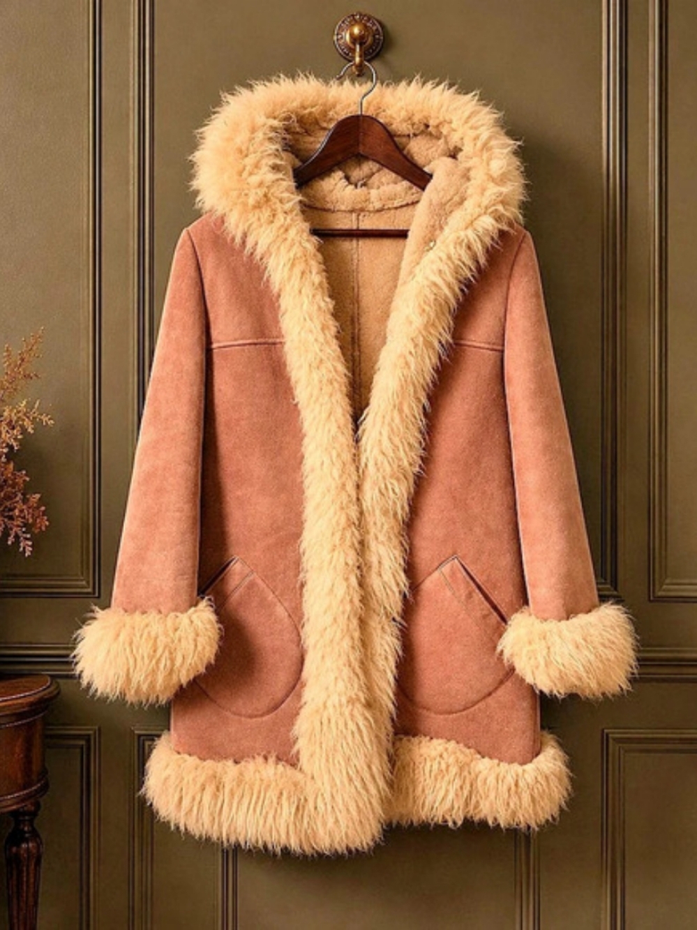 Vintage 70s AY Winnipeg Leather Penny Lane Shearling Coat S/M PTP 19 Canada